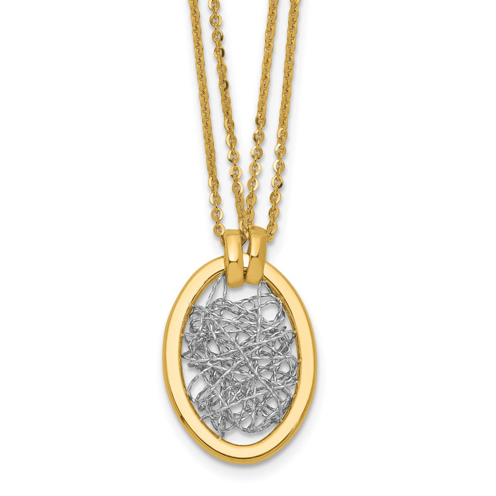 Polished D/C Fancy Oval 2-Strand Necklace 17.5"