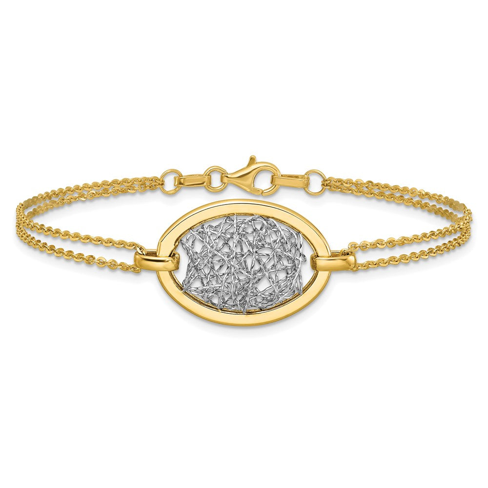 Polished D/C Fancy Oval 2-Strand Bracelet 7.5"
