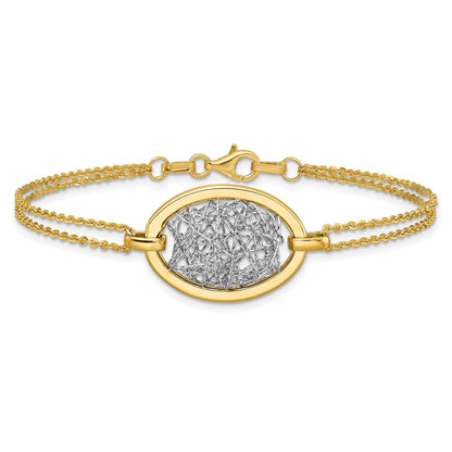Polished D/C Fancy Oval 2-Strand Bracelet 7.5"