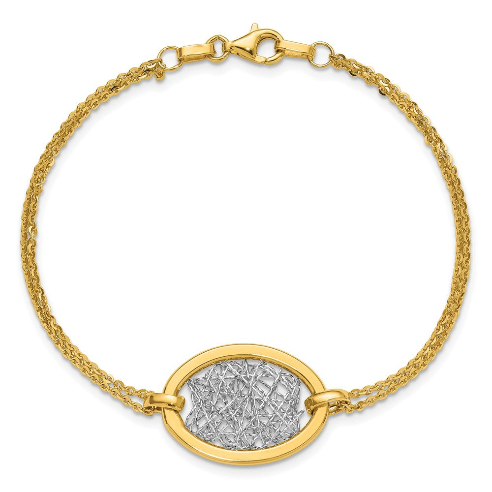 Polished D/C Fancy Oval 2-Strand Bracelet 7.5"