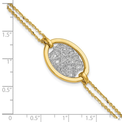 Polished D/C Fancy Oval 2-Strand Bracelet 7.5"