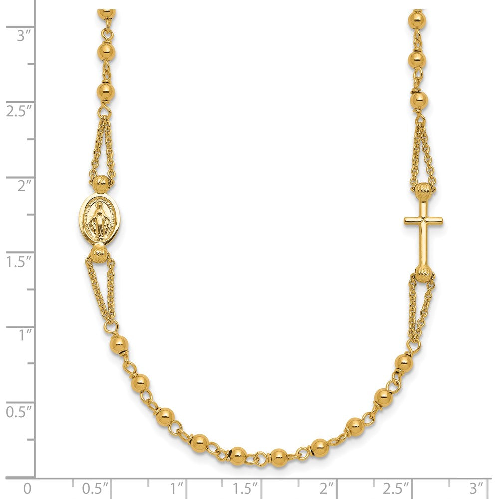 Polish/Dia-cut/Beaded Religious Rosary Style Necklace 18"
