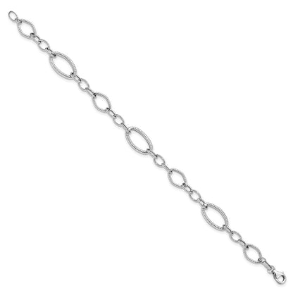 Polished and Textured Link Bracelet 7.5" - 9mm