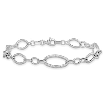 Polished and Textured Link Bracelet 7.5" - 9mm