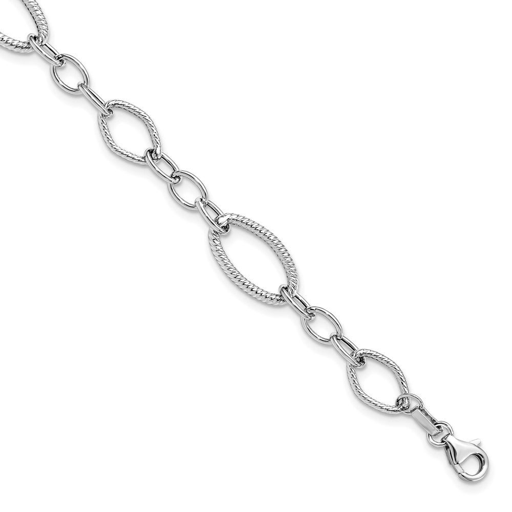Polished and Textured Link Bracelet 7.5" - 9mm