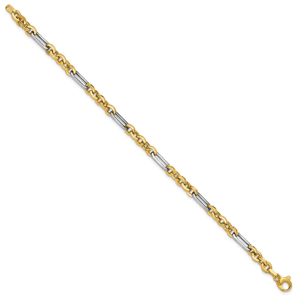 Polished Cable and Paperclip Link Bracelet 7.5"