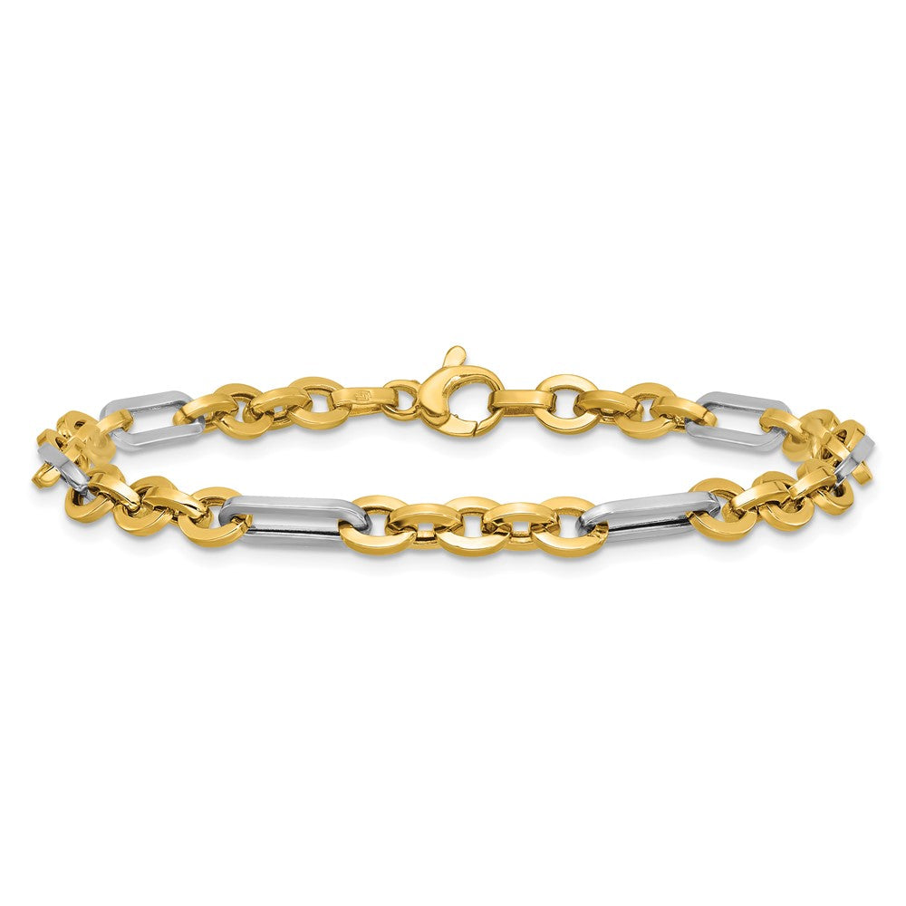 Polished Cable and Paperclip Link Bracelet 7.5"