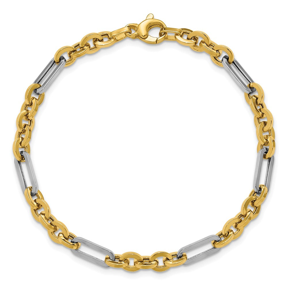 Polished Cable and Paperclip Link Bracelet 7.5"