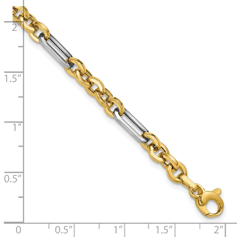 Polished Cable and Paperclip Link Bracelet 7.5"