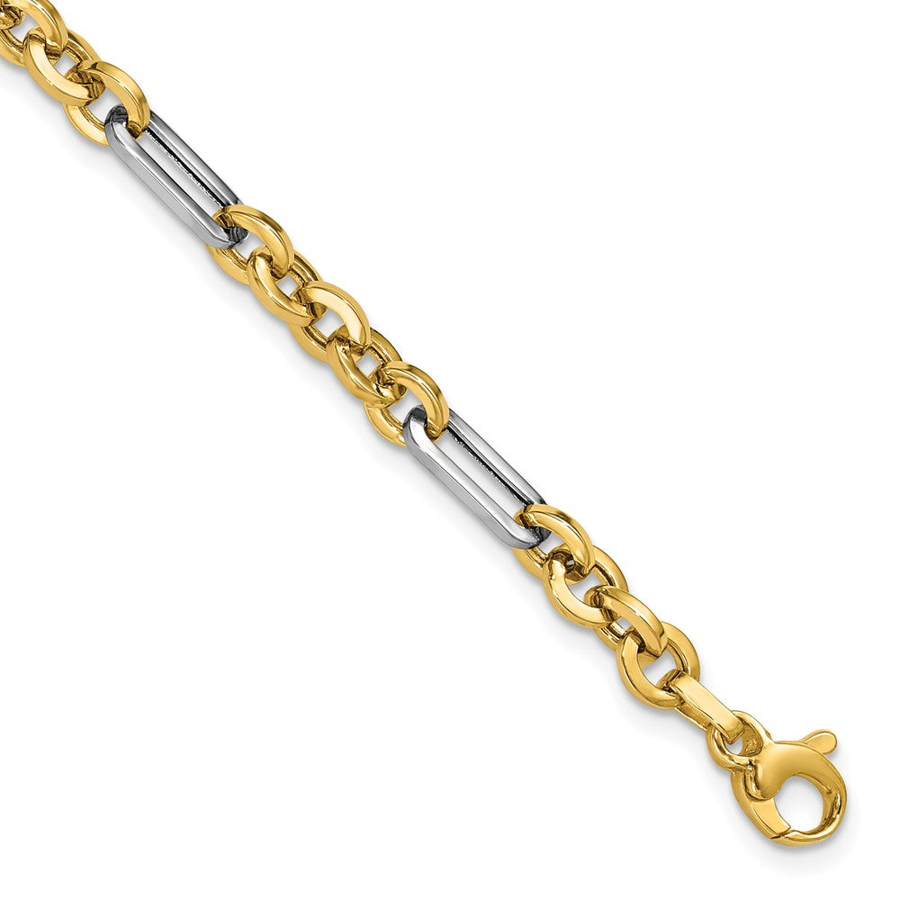 Polished Cable and Paperclip Link Bracelet 7.5"