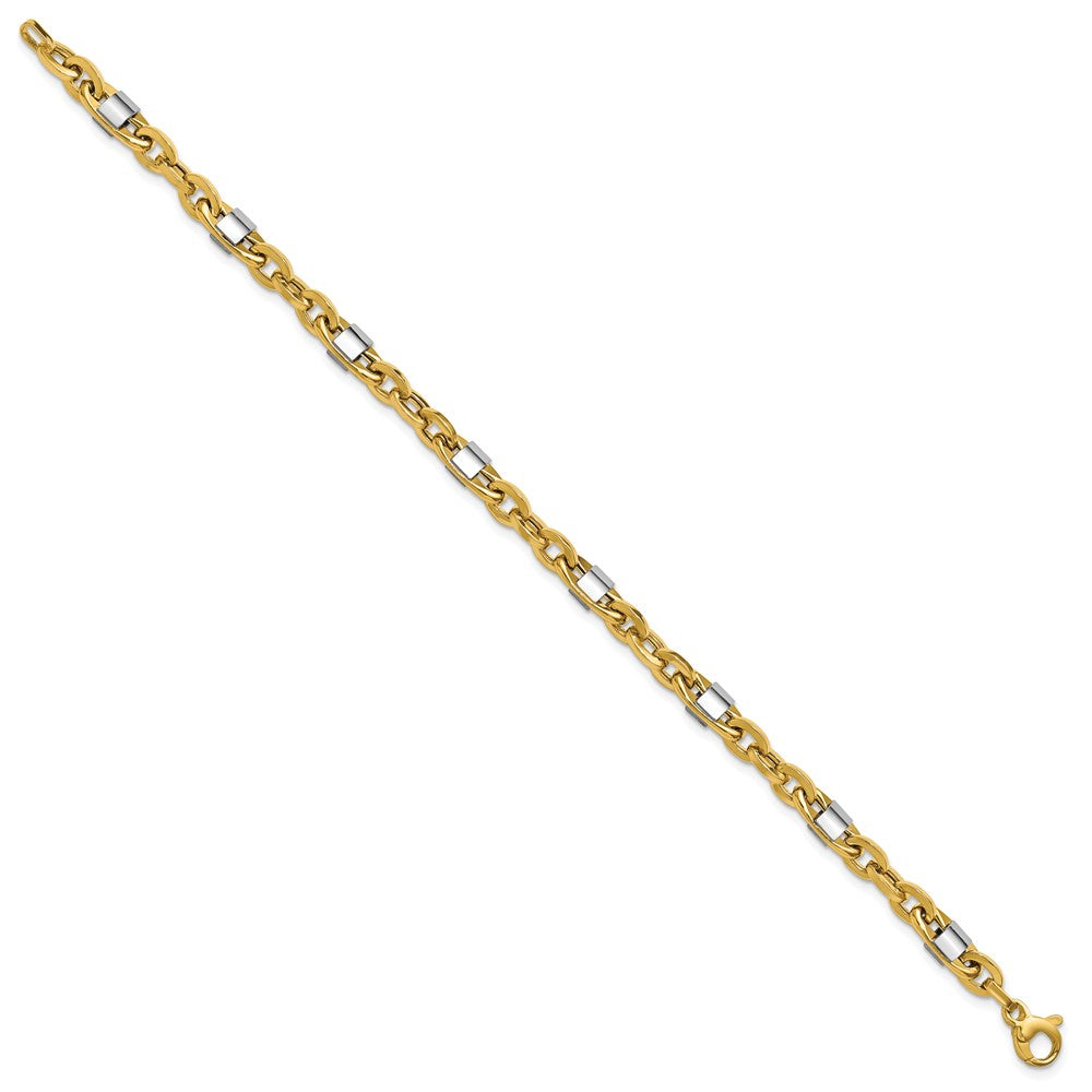 Polished Fancy Oval Men's Link Bracelet 8"