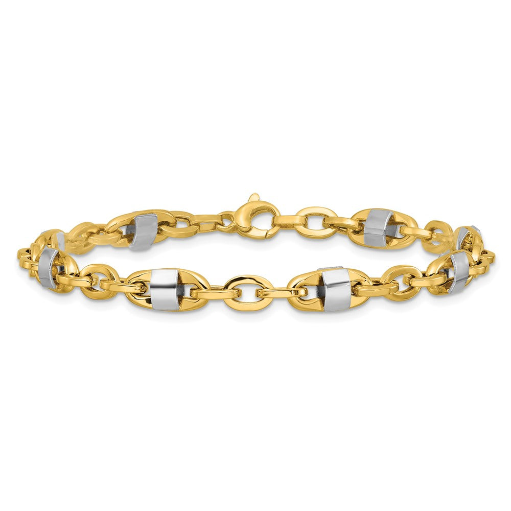 Polished Fancy Oval Men's Link Bracelet 8"