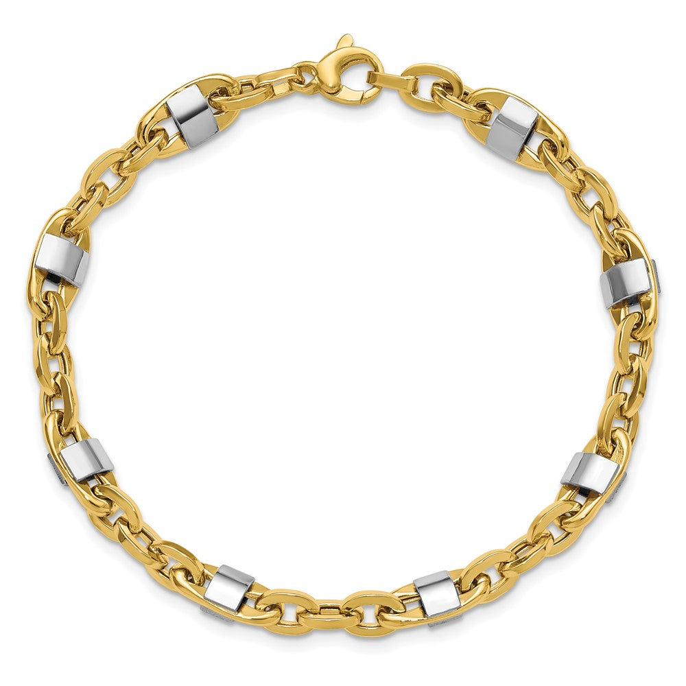 Polished Fancy Oval Men's Link Bracelet 8"