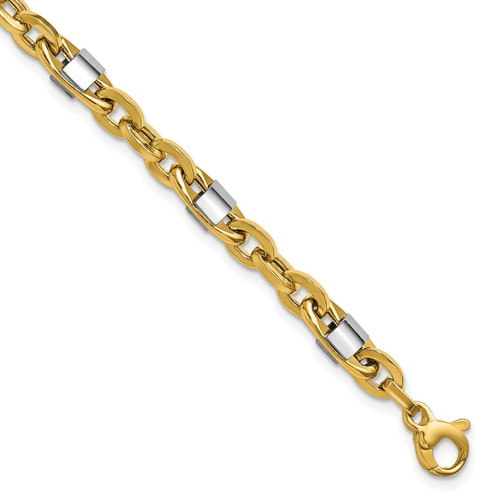 Polished Fancy Oval Men's Link Bracelet 8"