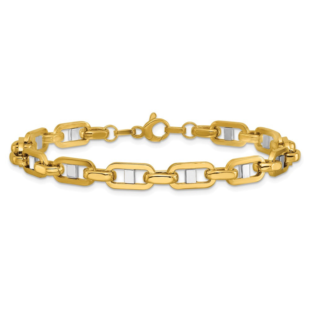 Polished Fancy Flat Anchor Men's Link Bracelet 8"
