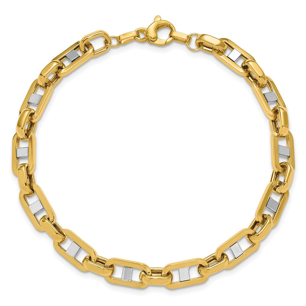 Polished Fancy Flat Anchor Men's Link Bracelet 8"