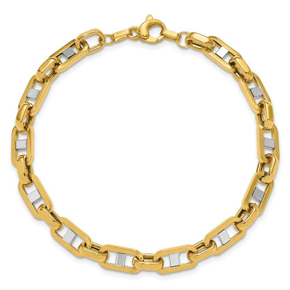Polished Fancy Flat Anchor Men's Link Bracelet 8"