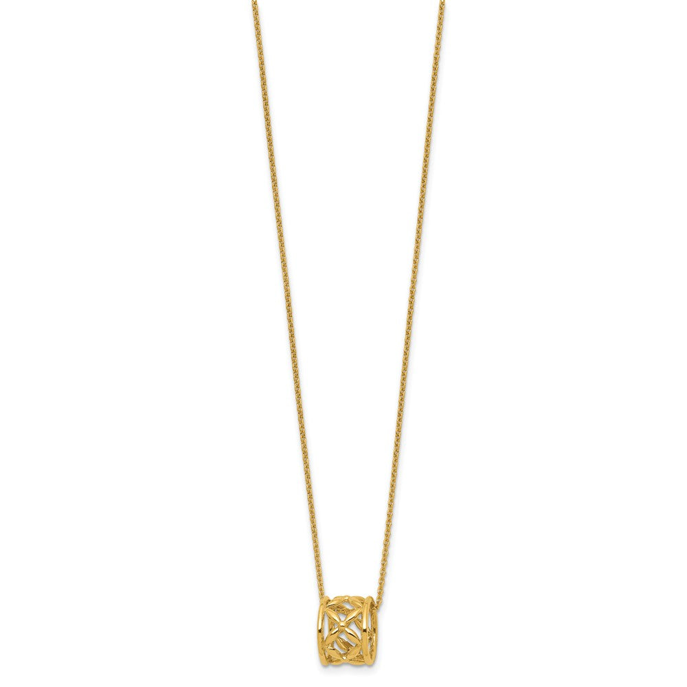 Polished Floral Bead with 1 Inch Ext. Necklace