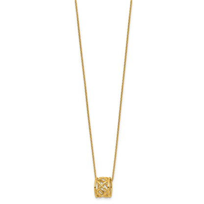 Polished Floral Bead with 1 Inch Ext. Necklace