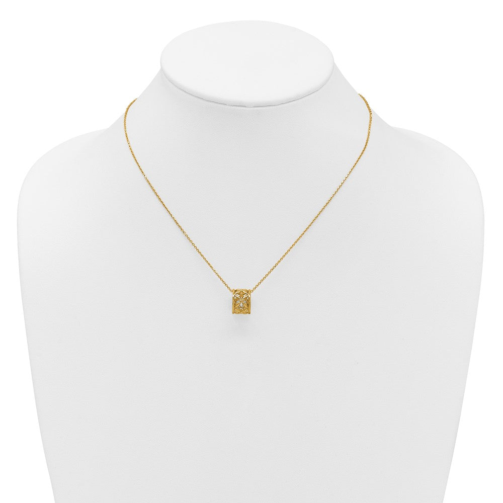 Polished Floral Bead with 1 Inch Ext. Necklace
