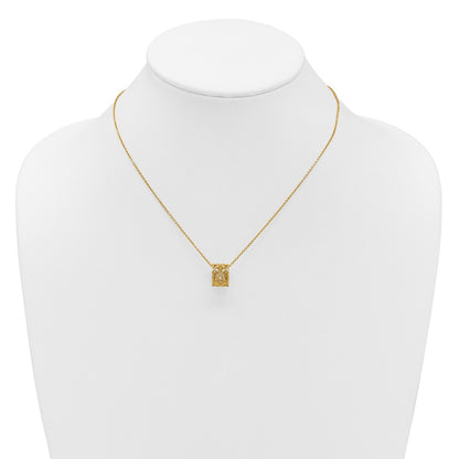 Polished Floral Bead with 1 Inch Ext. Necklace