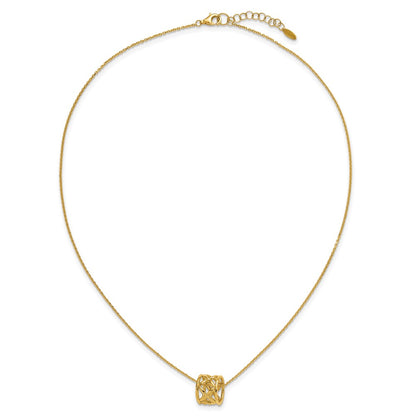 Polished Floral Bead with 1 Inch Ext. Necklace