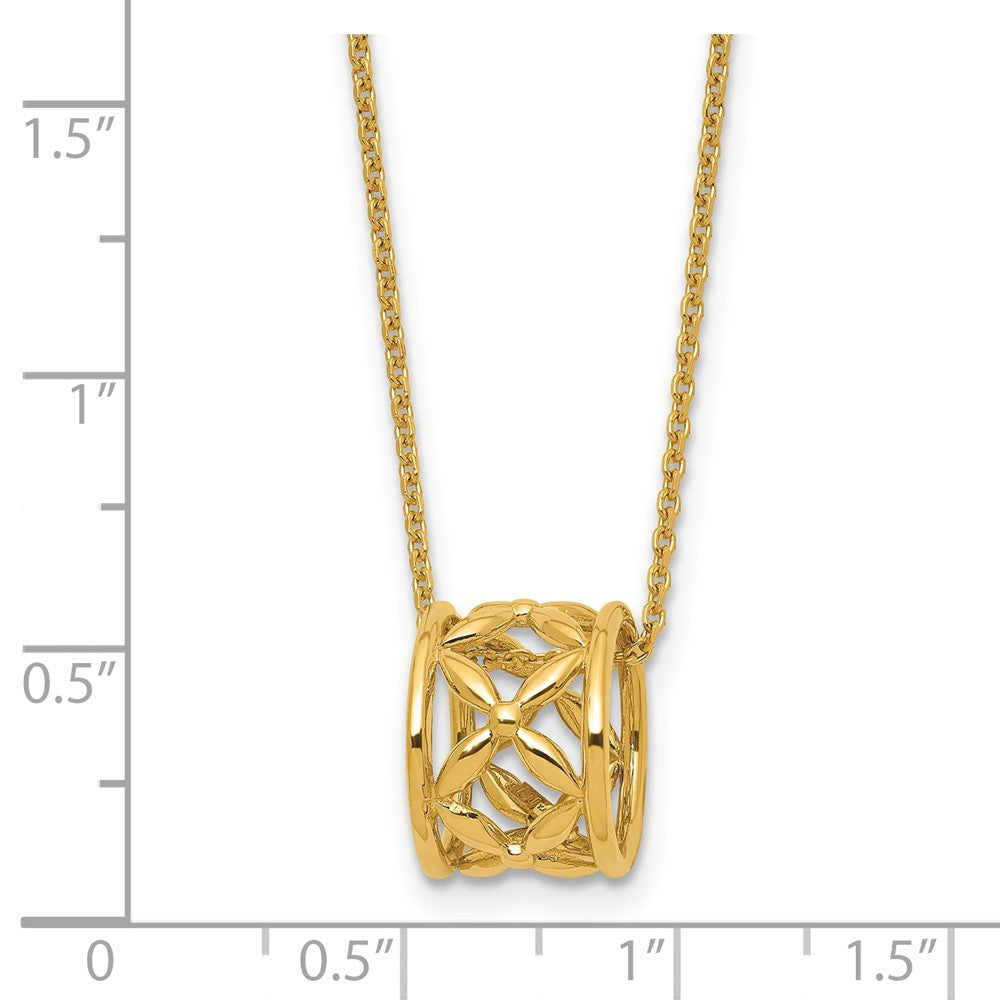 Polished Floral Bead with 1 Inch Ext. Necklace