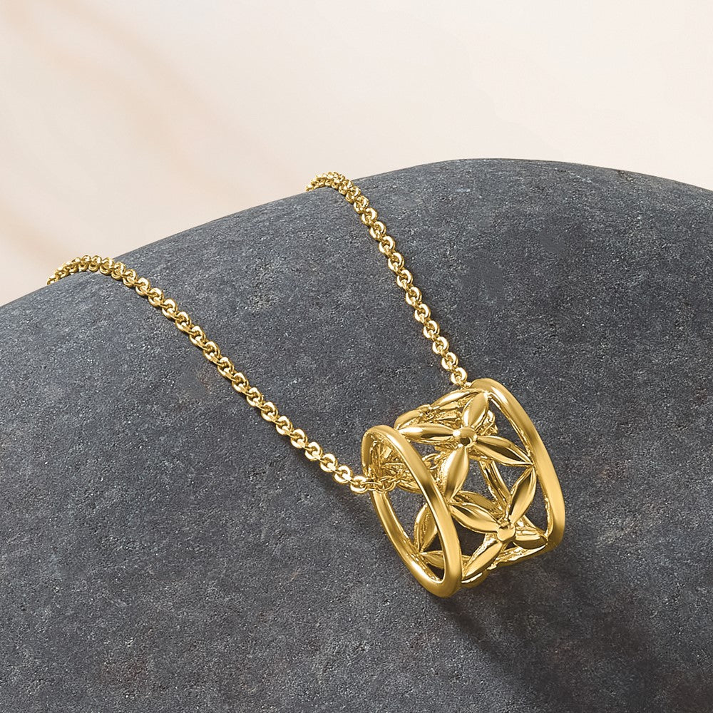 Polished Floral Bead with 1 Inch Ext. Necklace