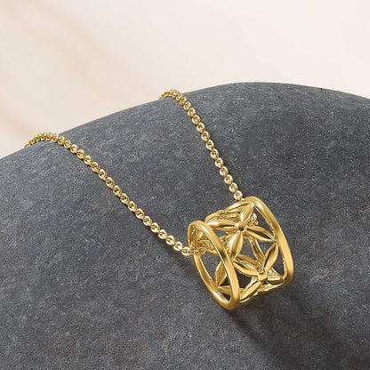 Polished Floral Bead with 1 Inch Ext. Necklace