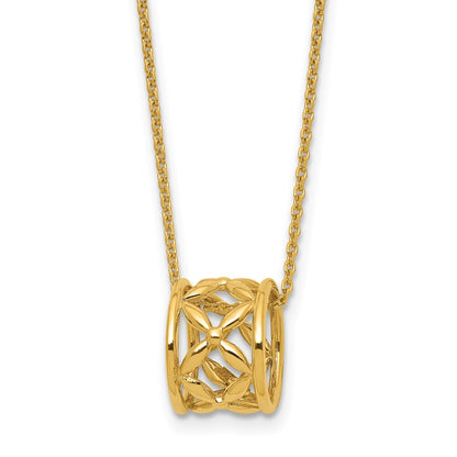 Polished Floral Bead with 1 Inch Ext. Necklace