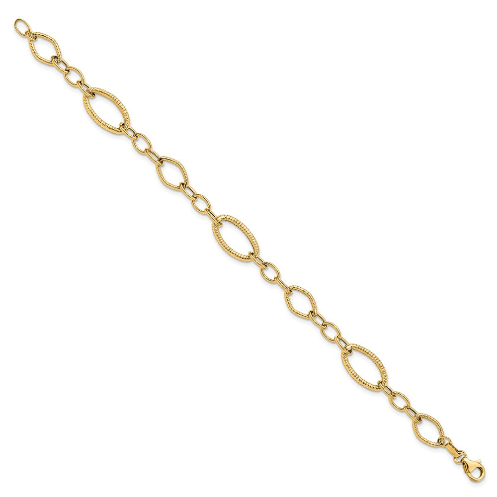 Polished and Textured Link Bracelet 7.5" - 9mm
