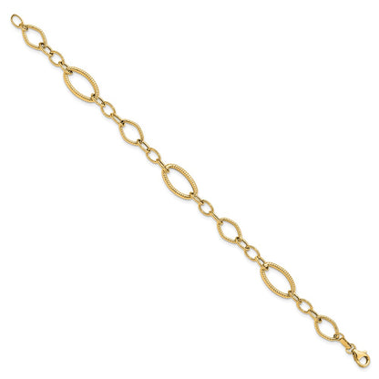 Polished and Textured Link Bracelet 7.5" - 9mm