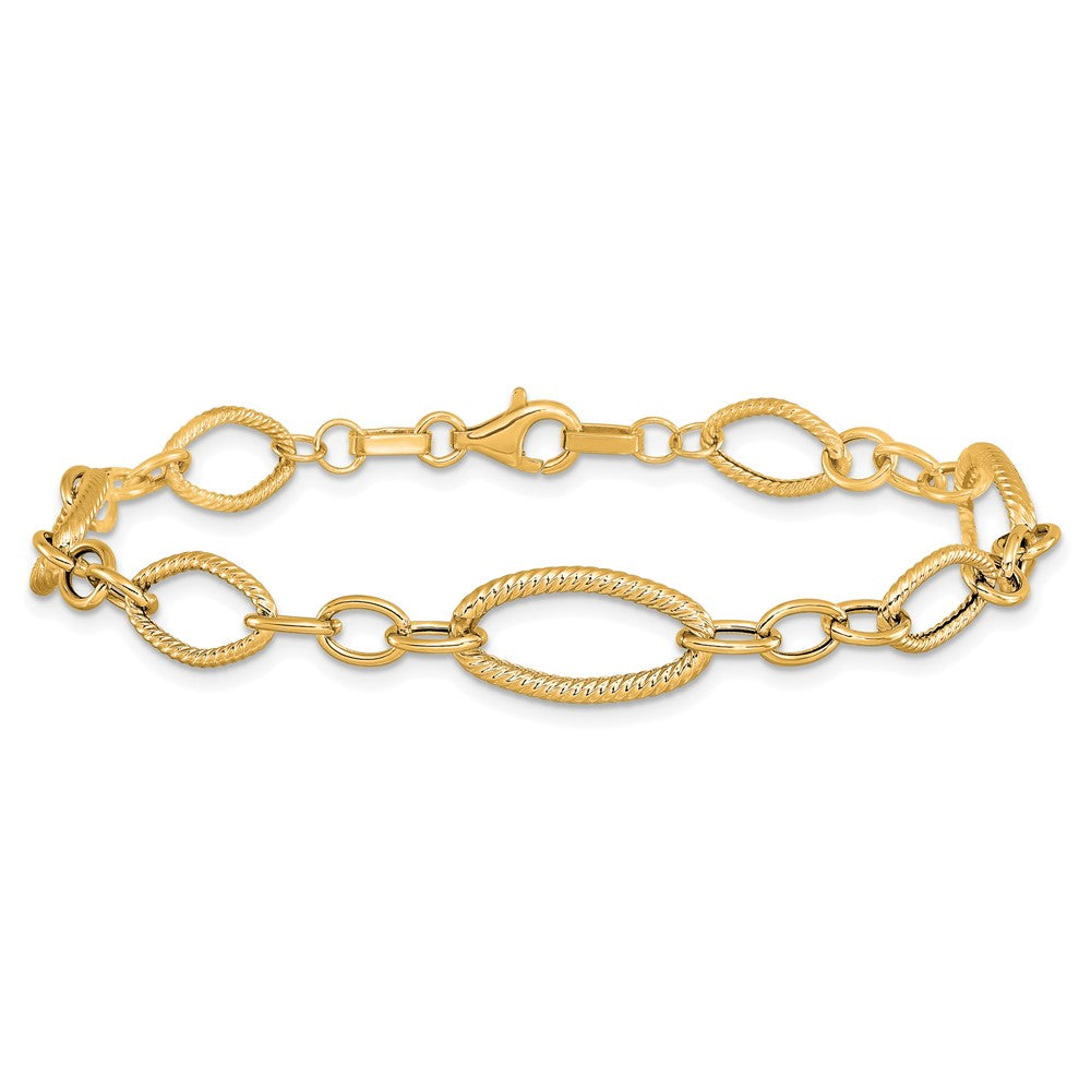 Polished and Textured Link Bracelet 7.5" - 9mm