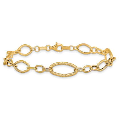 Polished and Textured Link Bracelet 7.5" - 9mm