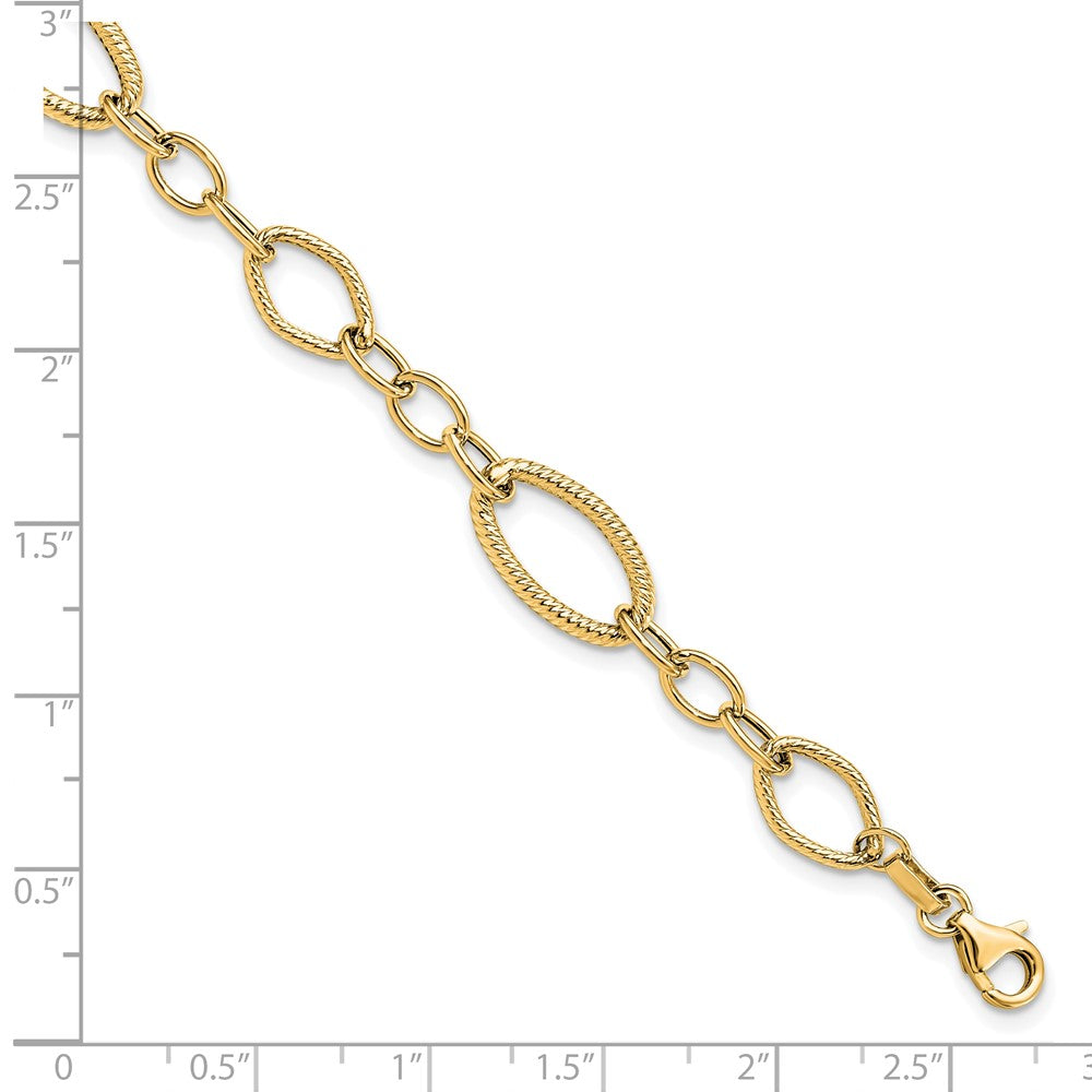 Polished and Textured Link Bracelet 7.5" - 9mm
