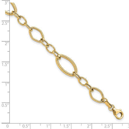 Polished and Textured Link Bracelet 7.5" - 9mm