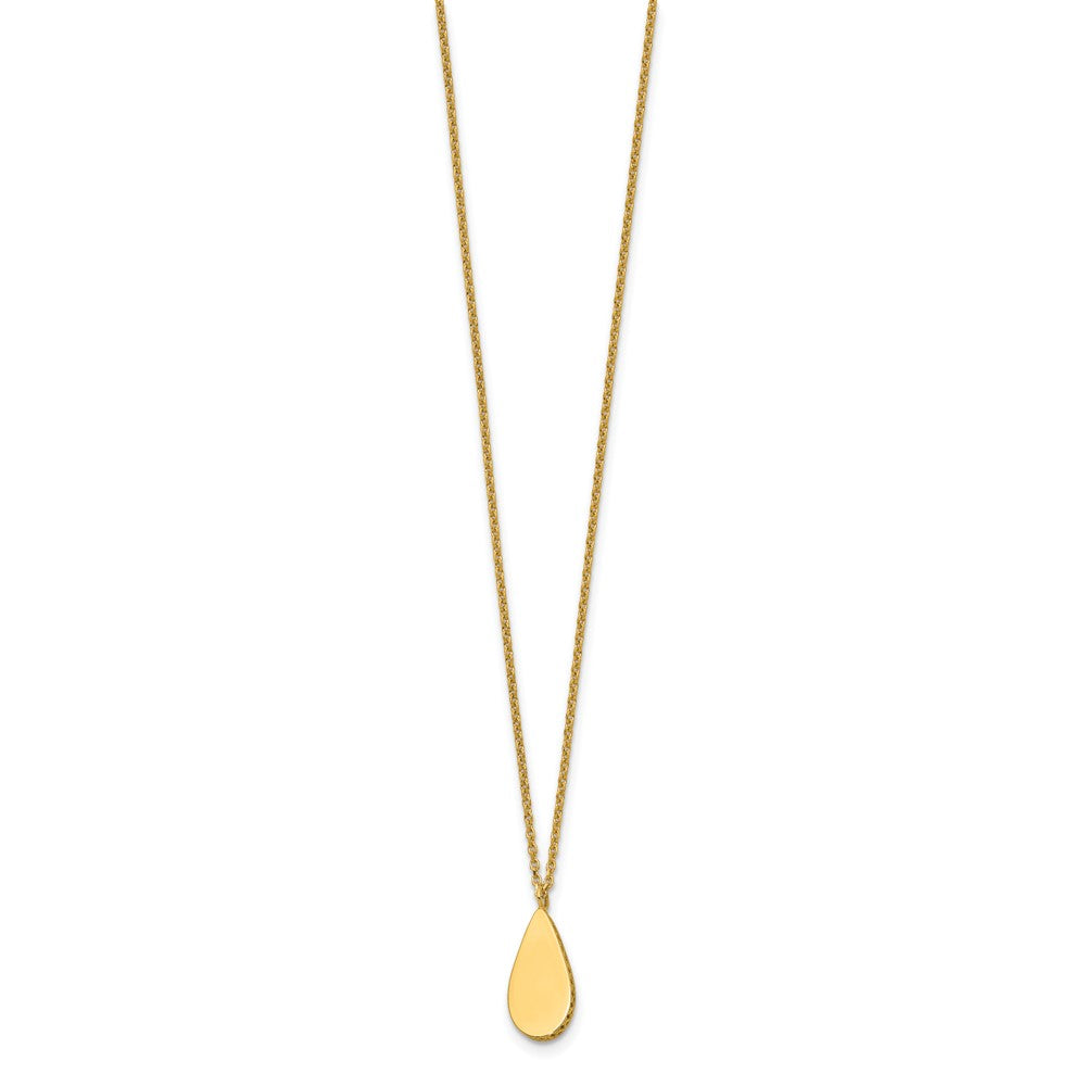Polished and Satin Teardrop w/ 1.25in Ext. Necklace