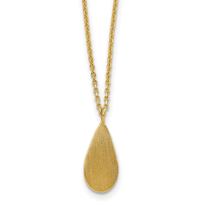 Polished and Satin Teardrop w/ 1.25in Ext. Necklace