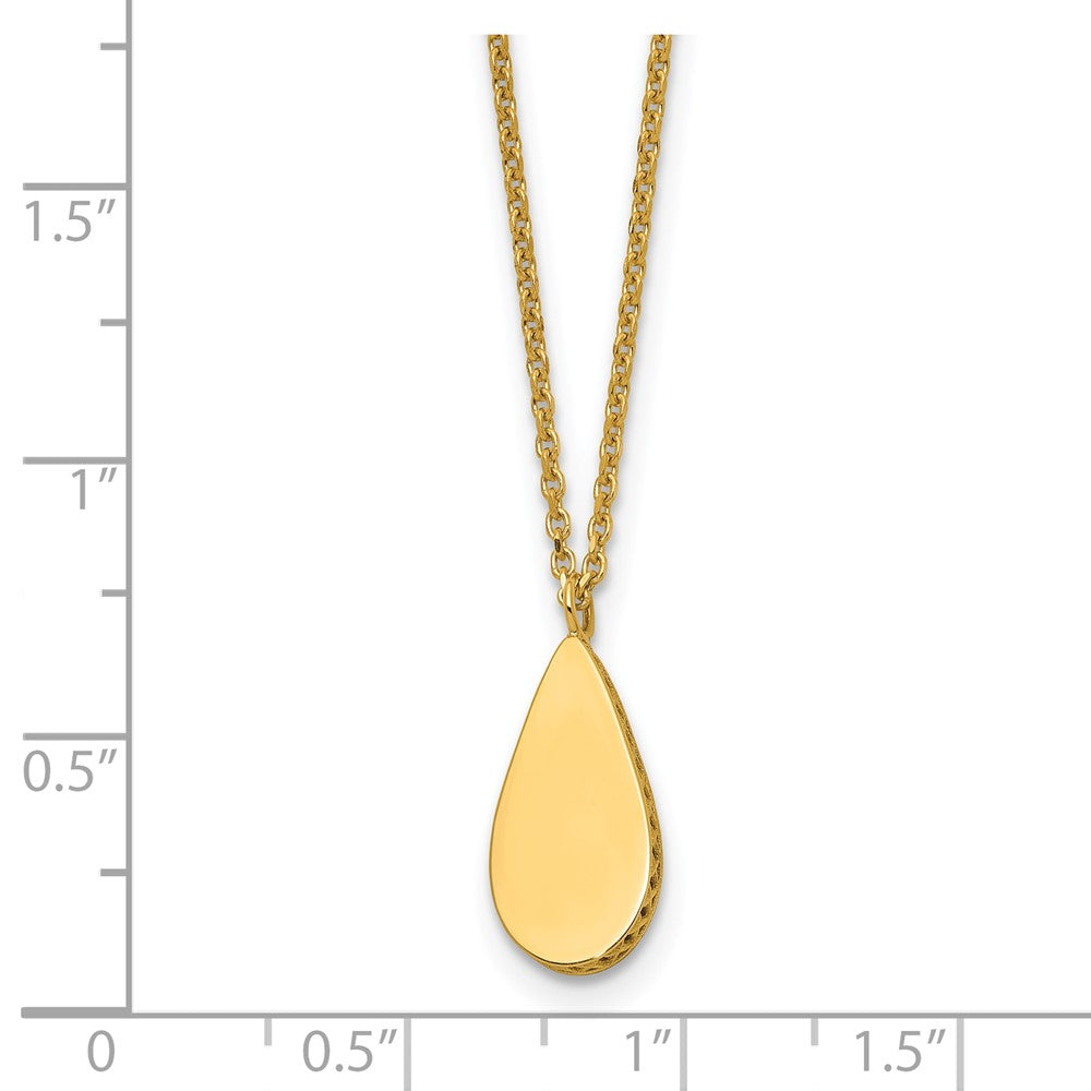 Polished and Satin Teardrop w/ 1.25in Ext. Necklace