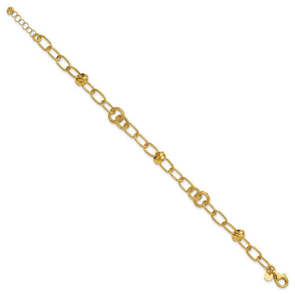 Polished/Texture/Dia-cut Fancy w/.75in Ext. Bracelet