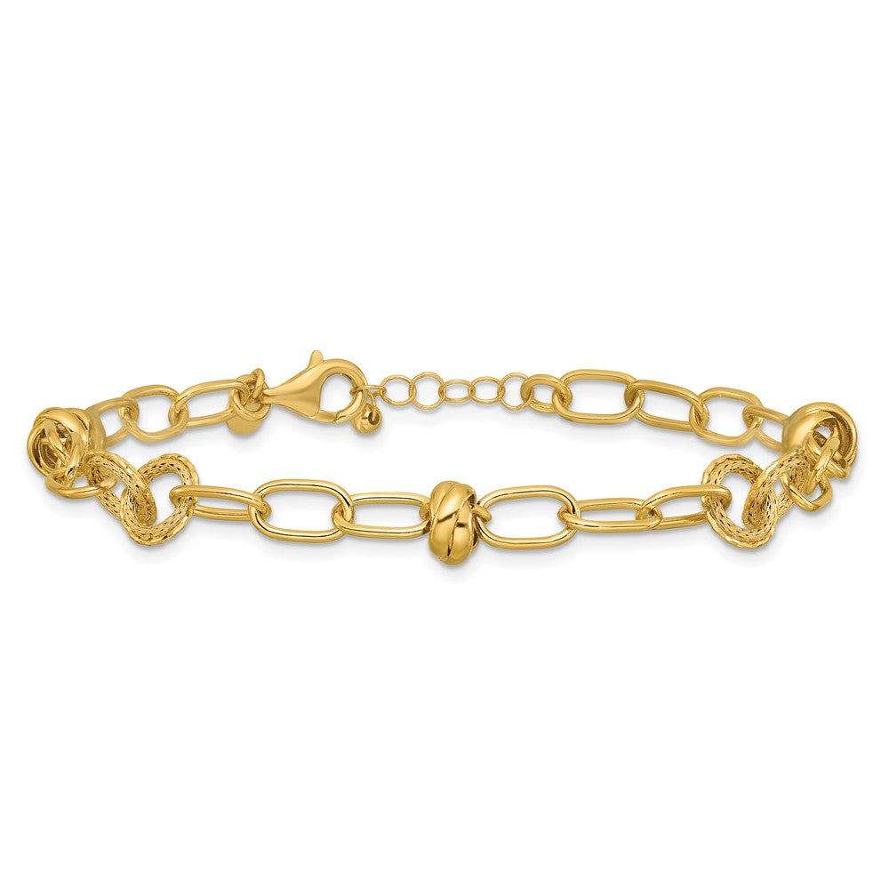 Polished/Texture/Dia-cut Fancy w/.75in Ext. Bracelet