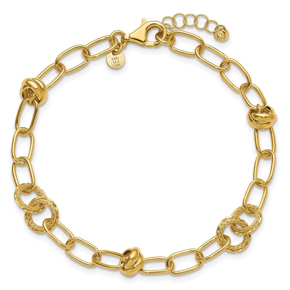 Polished/Texture/Dia-cut Fancy w/.75in Ext. Bracelet
