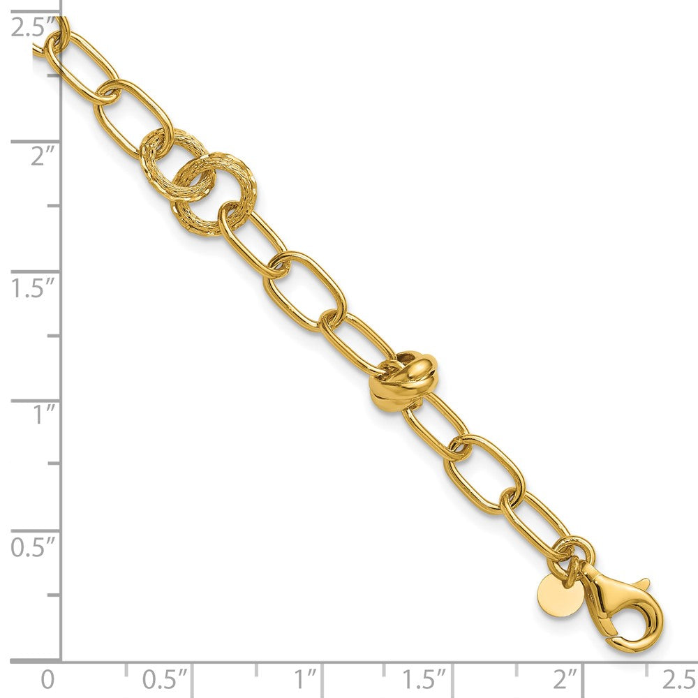 Polished/Texture/Dia-cut Fancy w/.75in Ext. Bracelet
