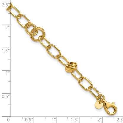 Polished/Texture/Dia-cut Fancy w/.75in Ext. Bracelet