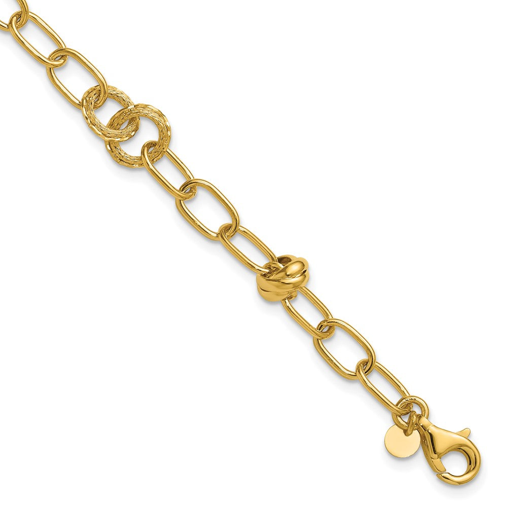 Polished/Texture/Dia-cut Fancy w/.75in Ext. Bracelet