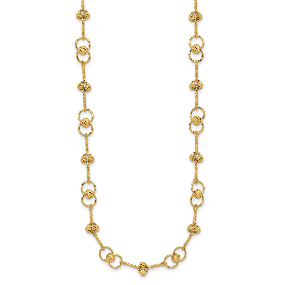 Polished/Dia-cut Twisted Circles w/ 1in Ext. Necklace