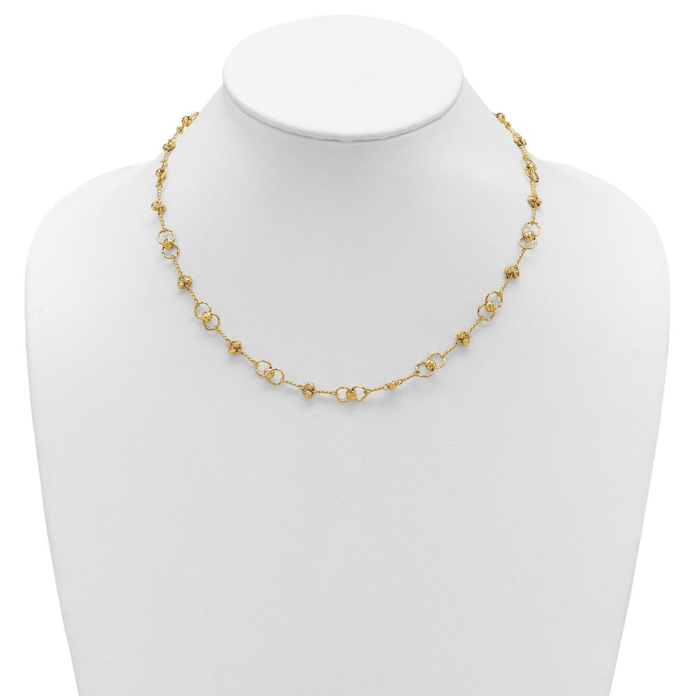 Polished/Dia-cut Twisted Circles w/ 1in Ext. Necklace