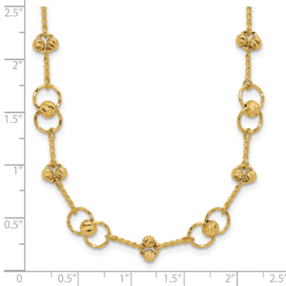 Polished/Dia-cut Twisted Circles w/ 1in Ext. Necklace