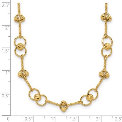 Polished/Dia-cut Twisted Circles w/ 1in Ext. Necklace