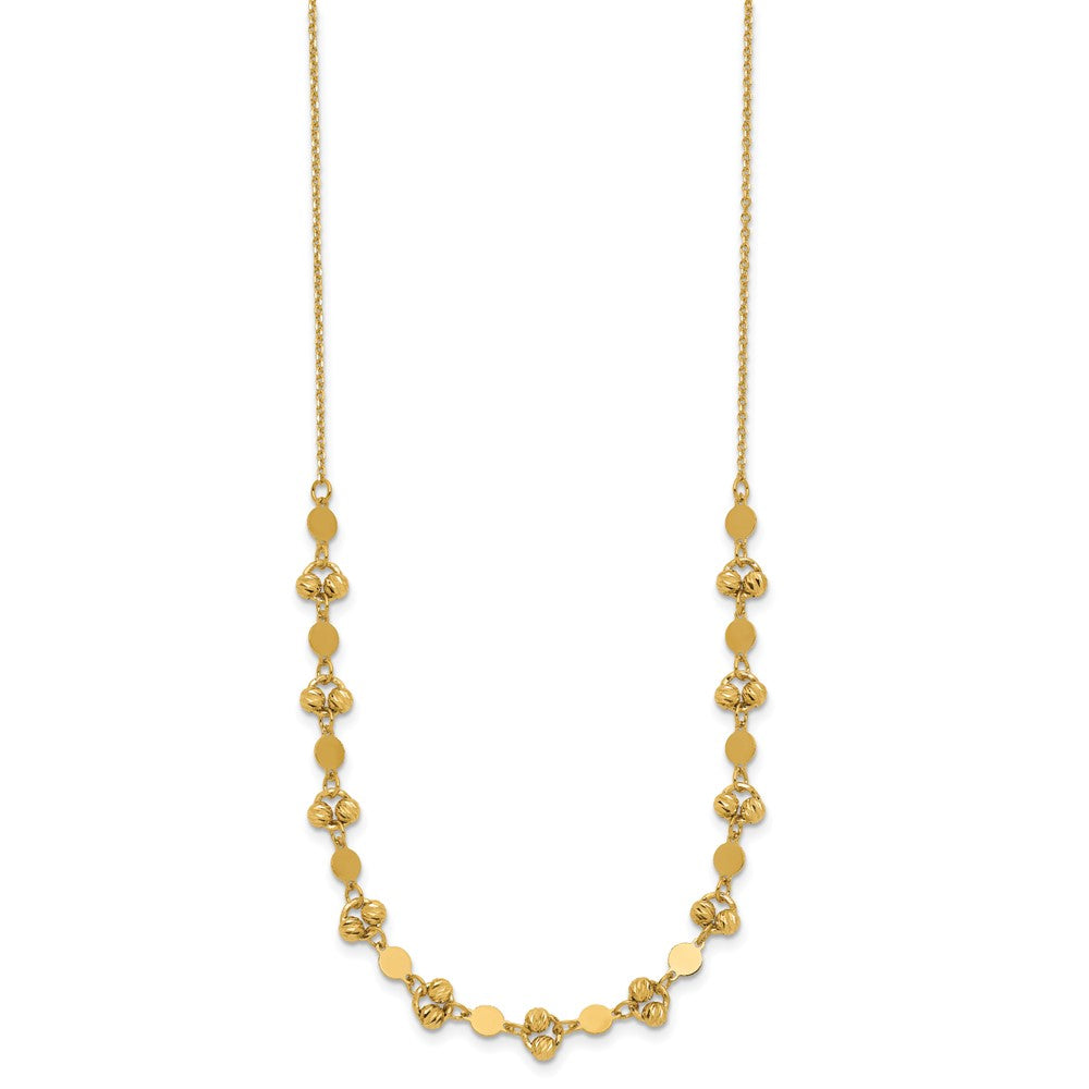 Polished D/C Beaded Fancy Circles w/ 1in Ext. Necklace